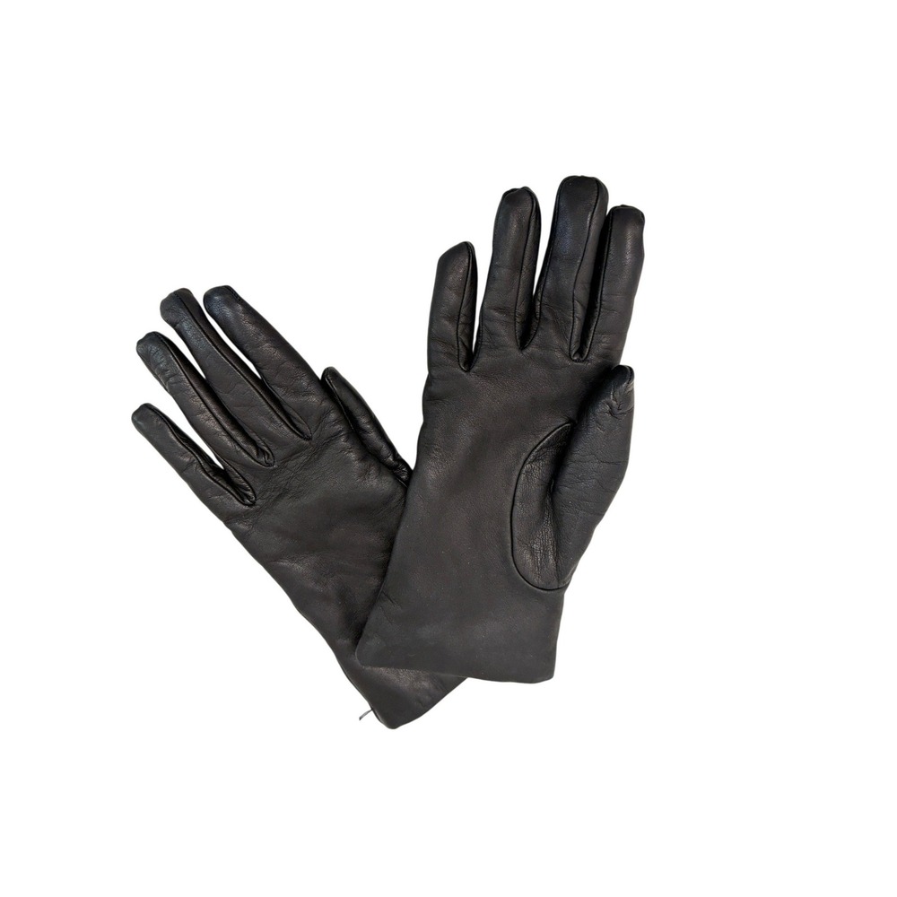 Bloomingdales Black Italian Leather Cashmere Lined Gloves Size 6.5